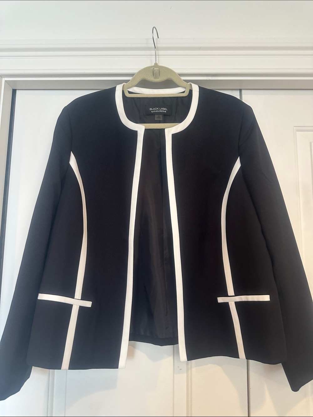 Black Label Black Blazer with White Contrast Piping